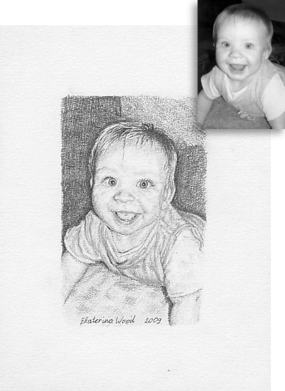 Natasha mini, <b>mini portrait</b>. Pencil drawing by Katerina Wood