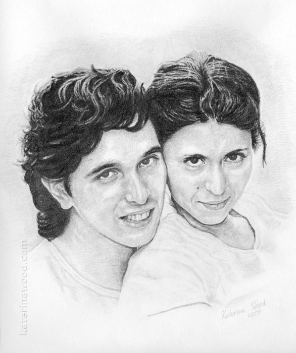 Natalia and Roman, . Pencil drawing by Katerina Wood