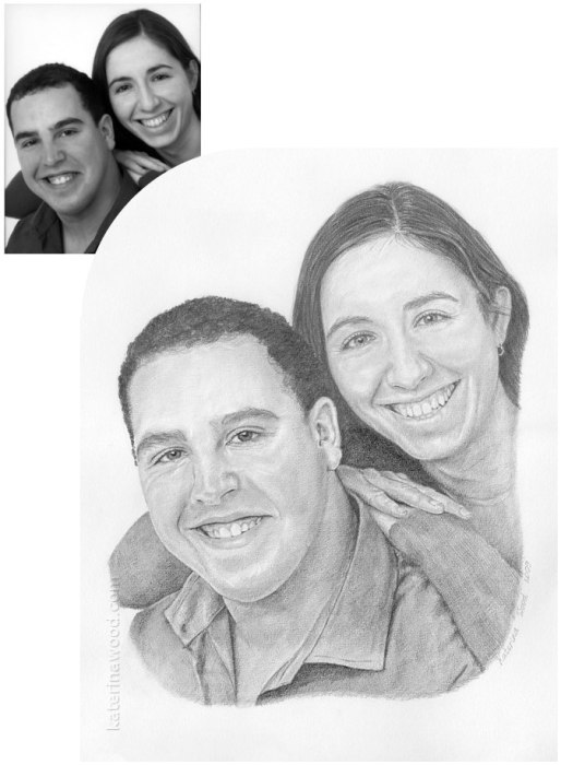 Adam's family, with the mount and frame. Pencil drawing by Katerina Wood
