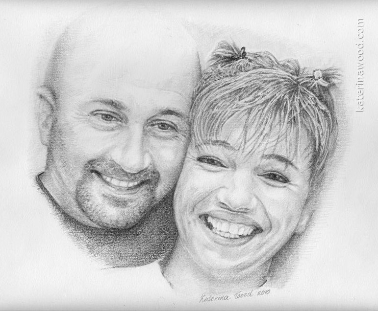 Family portrait, . Pencil drawing by Katerina Wood